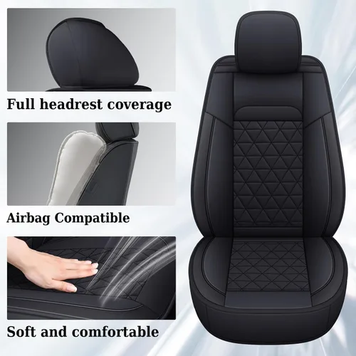 Vista 3 de Coverado - Fundas de asiento compatibles con Dodge Ram 2002-2024 1500 2500 3500 Pickup Limited Laramie Big Horn, protectores de cuero impermeables