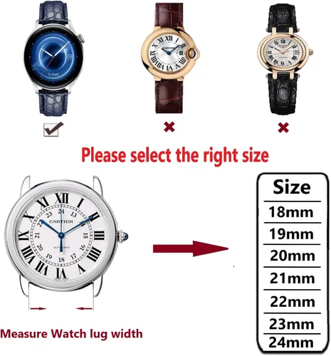 Vista 5 de Moran - Correa con estampado de cocodrilo y de cuero vacuno, para reloj de pulsera de 18mm a 24mm, para mujer y hombre