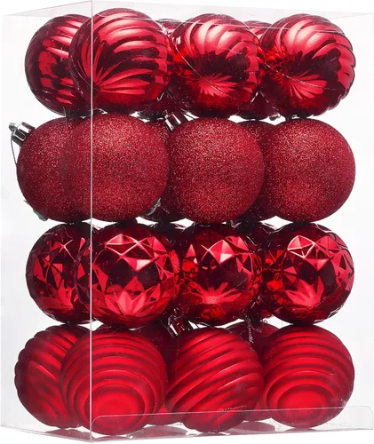 Vista 9 de Valery Madelyn Juego de adornos de Navidad para árbol de Navidad, 24 unidades, adornos de bolas negras inastillables, adorno colgante de 2.36