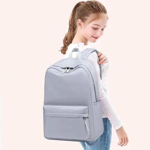 Vista 3 de Bluboon Mochila para la escuela para niños, mochila para niñas, mochila para computadora portátil, regalos para mujeres, Gris (Pure Grey), Mochilas