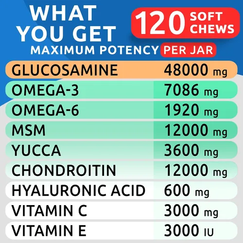 Vista 4 de Senior Advanced - Paquete de golosinas para perros con glucosamina + glucosamina para aliviar el dolor articular de perro viejo + cuidado de cadera