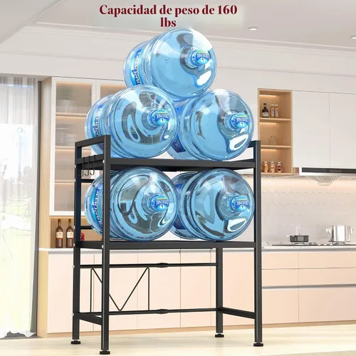 Vista 3 de PUSDON Estante para horno de microondas, estante ajustable resistente de 3 niveles con 3 ganchos para organizador de encimera de cocina