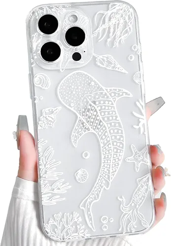 Vista 107 de NITITOP Funda para iPhone 13 Clear Sea Animal - Pez negro Pescado Negro