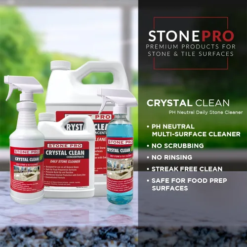 Vista 5 de Stone Pro Crystal Clean - Limpiador y sellador de superficies, concentrado de 32 onzas de galón