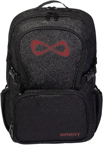 Vista 9 de Nfinity Sparkle Cheer Backpack - Mochila ligera y duradera bolsa de Negro Sparkle/Logo de oro