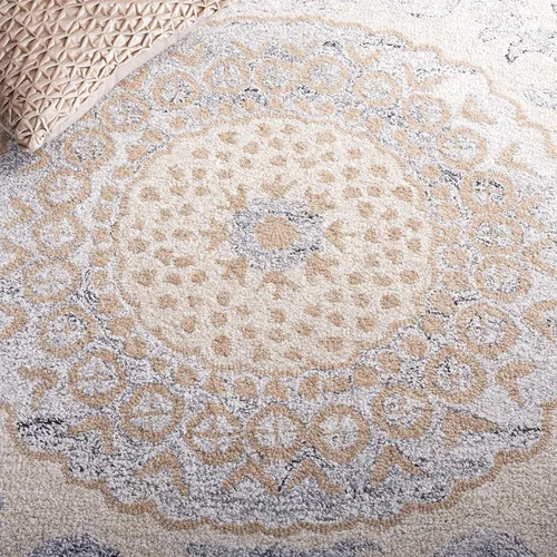 Vista 8 de SAFAVIEH Marquee Collection - Alfombra para pasillo, 2 pies 3 pulgadas x 8 pies, beige y gris, diseño de medallón floral, lana hecha a mano, ideal