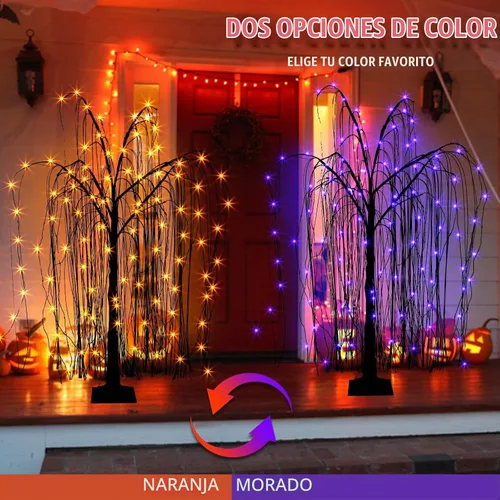 Vista 2 de EAMBRITE Árbol de Halloween de 4 pies iluminado negro espeluznante sauce