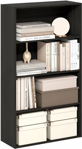 Vista 12 de Furinno Jaya - Estantería para libros de 4 niveles, estantería con estantería abierta, estantería de pie, 9.5 x 23.6 x 41.9 pulgadas