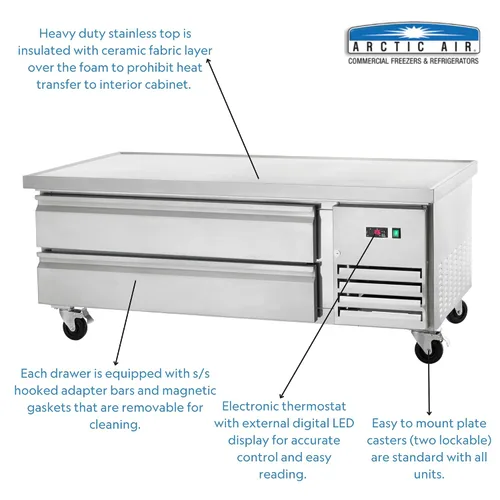 Vista 2 de Arctic Air ARCB60 - Base de chef refrigerada con dos cajones de 62 pulgadas, 115 V, acero inoxidable