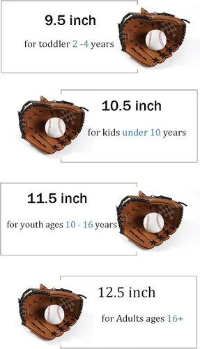 Vista 2 de Guante de béisbol juvenil (9.5 a 12.5 pulgadas) Guantes de béisbol para diestros para niños Guantes de sóftbol para diestros Guante de béisbol