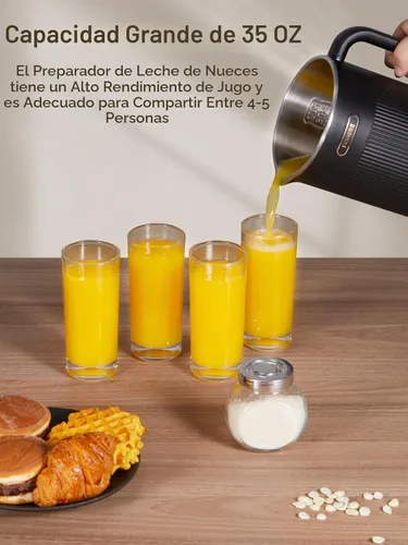 Vista 2 de FOHERE Máquina para Hacer Leche de Nuez, 6 en 1 Fabricante de Leche de Soja de 35oz para Leche de Almendra Casera, Avena, Soja, Comida para Bebés