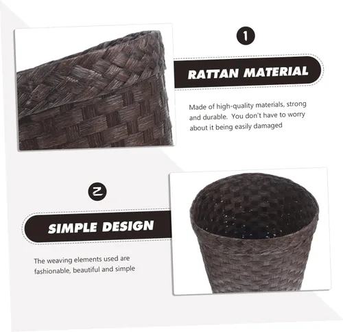 Vista 5 de LIFKOME Cubo de almacenamiento de paja Papelera portátil Papelera de escritorio Cestas de almacenamiento decorativas Cesta decorativa Papelera