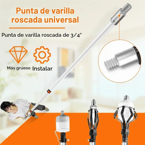 Vista 3 de Cambiador de bombilla para techos altos con poste de extensión de 20