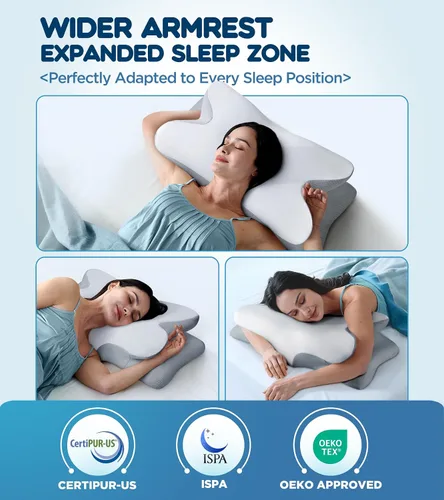 Vista 6 de Almohada cervical eficaz para el alivio del dolor para dormir, almohada ergonómica refrescante para dormir de lado para soporte del cuello
