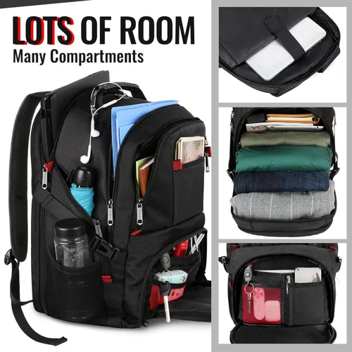 Vista 2 de YOREPEK Mochila de viaje, mochilas para laptop de 15.6 pulgadas para hombres y mujeres, mochila universitaria resistente al agua, bolsa de trabajo