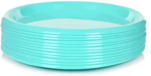 Vista 5 de Mintra Home Platos de plástico reutilizables (negro, pequeño paquete de 12 (6.5 pulgadas)