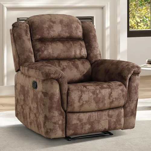Vista 7 de EBELLO - Silla reclinable manual, sofá reclinable de tela suave con apoyabrazos y respaldo acolchado para sala de estar, dormitorio, color marrón
