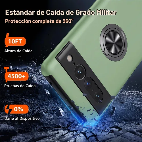 Vista 2 de JAME for Google Pixel 7 Pro Case, Ring Stand Shockproof Slim Phone Case Verde alpino