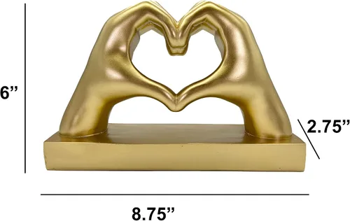 Vista 7 de Estatua de mano con forma de corazón dorada personalizada para novia, esposa, regalos del día de San Valentín para mujeres, parejas, decoraciones