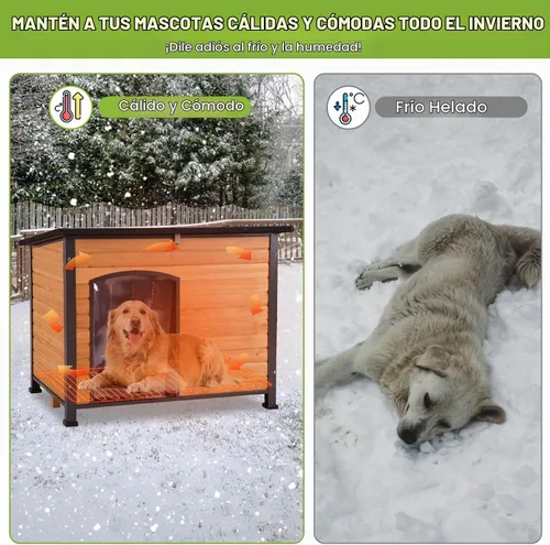 Vista 7 de GUTINNEEN - Casa térmica para perros con aislamiento para exteriores, resistente a la intemperie, con almohadilla térmica controlada por termostato
