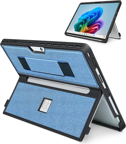 Vista 14 de Funda para Microsoft Surface Pro 11/10/9/8 de 13 pulgadas, con cubierta de stent y correa de mano, todo en uno a prueba de golpes, funda resistente