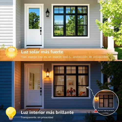 Vista 2 de rabbitgoo Tinte de ventana para el hogar con herramientas, negro plateado, 17.5 x 78.7 pulgadas One Way Privacy Window Film UV Blocking Heat