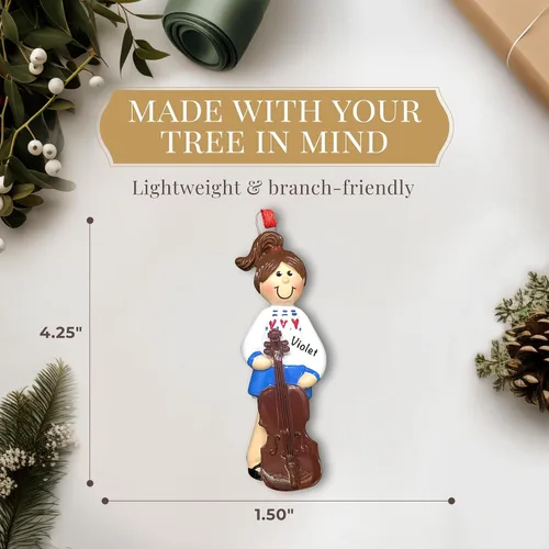 Vista 4 de Adorno personalizado para jugador de violonchelo 2025 Personalización gratuita las 24 horas Adornos musicales de Navidad para árbol Recuerdo