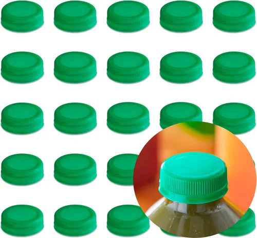 Vista 9 de Paquete de 100 tapas verdes para botellas de 1.5 pulgadas, a prueba de manipulaciones, tapas de plástico de repuesto para botellas de agua y leche