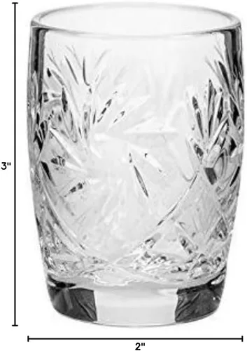 Vista 4 de Juego de 6 vasos de chupito de cristal de corte ruso de 1.7 fl oz hechos a mano
