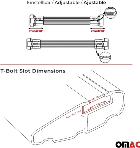 Vista 7 de OMAC Barras transversales de aluminio para Toyota RAV4 2006-2012 – Max 165 lb / 75 kg – 2 barras plateadas
