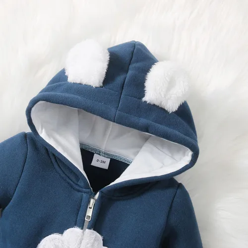 Vista 3 de PATPAT Baby Girls Romper Infant Bodysuit Zipper Hooded Jumpsuit Long Sleeve Footed One-Piece Coverall Fall Winter Outfit