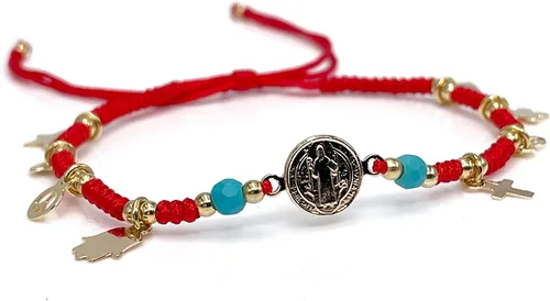 Vista 2 de St Benedict Medal Adjustable Bracelet for Women Red String Pulsera San Benito