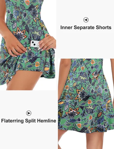 Vista 3 de Cucuchy Vestido de golf y tenis para mujer, sin mangas, atlético, para entrenamiento