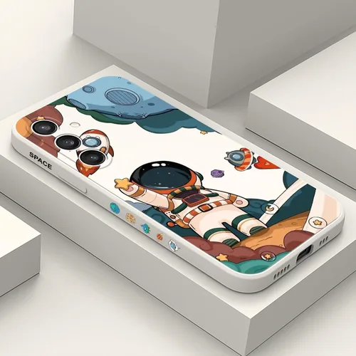 Vista 9 de LEECG Funda para Galaxy S23 FE, diseño creativo de impresión lateral de astronauta para Samsung S23 FE 5G, funda protectora resistente de silicona