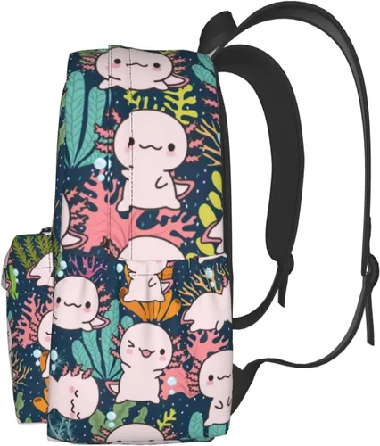 Vista 2 de MISOLAXI Axolotl - Mochila casual, mochila universitaria para laptop, mochilas para niños, niñas, niños y adultos, con correas acolchadas ajustables