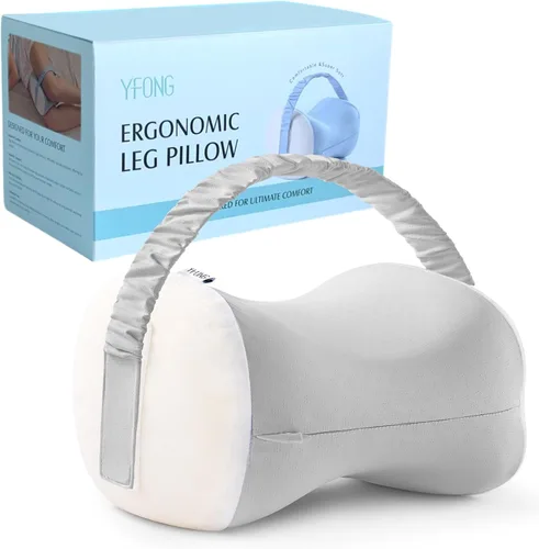 Vista 9 de YFONG Almohada de rodilla para dormir de lado, almohada transpirable de espuma viscoelástica con correa ajustable para embarazo, alineación