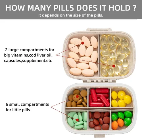 Vista 2 de Organizador de píldoras de medicina Pastillero de viaje para bolso Pastillero portátil Pequeño contenedor de píldoras Lindo estuche de píldoras