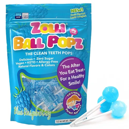 Vista 19 de Zolli Ball Popz Clean Teeth - Caramelos sin azúcar, sin colorantes, aptos para dieta keto y diabéticos, golosinas aprobadas por dentistas para niños