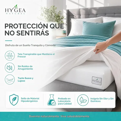 Vista 2 de Hygea Natural Protector de colchón individual impermeable y con cremallera