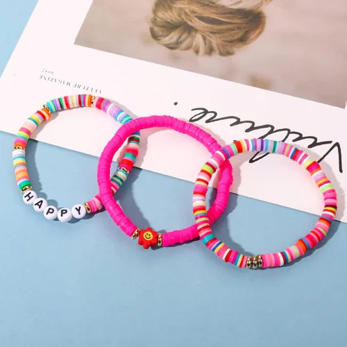 Vista 265 de Surfer Heishi - Pulseras apilables para mujer, apilables, de vinilo arcoíris, disco de arcilla, pulseras elásticas para la amistad, joyería bohemia