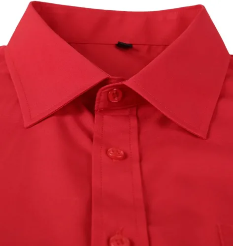 Vista 67 de corfty Camisa de vestir de manga larga para hombre, ajuste regular, elástica, sin arrugas, casual, con botones