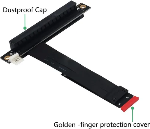 Vista 6 de HLT Cable de extensión M.2 NGFF NVMe Key M a PCIe 3.0 X16 (ranura PCI-E en ángulo recto de 90°)