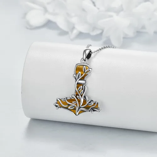 Vista 4 de Thor Hammer Necklace 925 Sterling Silver Mjolnir Tree of Life Pendant Necklace Viking Vegvisir Jewelry for Women wife Mom