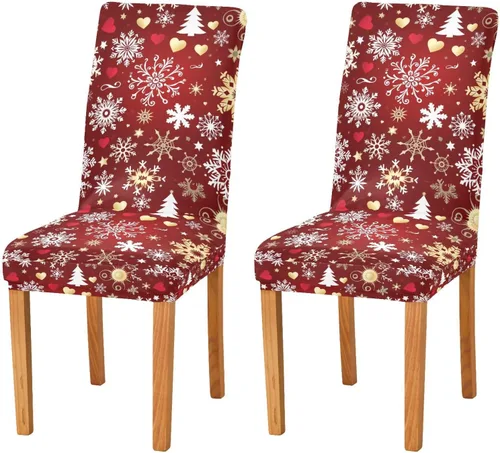 Vista 20 de Kcldeci Juego de 4 fundas de elastano para sillas de comedor navideñas, fundas elásticas para sillas de jengibre navideñas, fundas de asiento