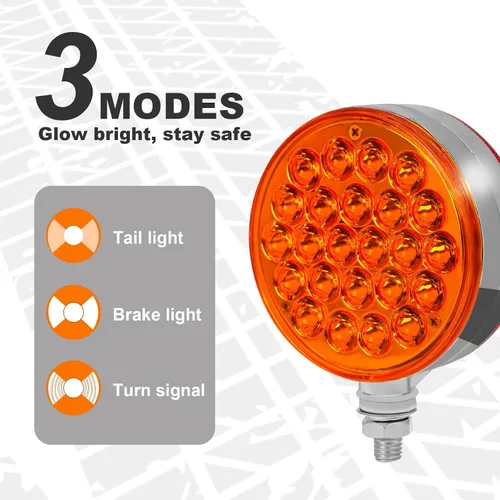 Vista 3 de NeaLia Luces de Guardabarros de Pedestal Redondas de 4 pulgadas, 48 Luces LED de Señal de Giro de Doble Cara para Remolque de Camión Semi, 2PCS