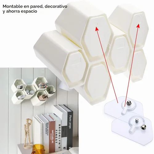 Vista 3 de BTSKY Soporte hexagonal creativo para bolígrafo, contenedor para bolígrafos, olla de cepillo, organizador de almacenamiento de escritorio combinado