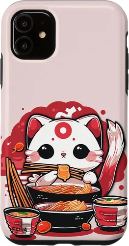 Vista 8 de iPhone 16 Japanese Cat Eating Ramen Cute Kawaii Cat Case