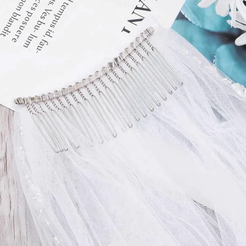 Vista 8 de Unicra Velo de novia de novia con peine velos de tul de novia accesorios de pelo para novias 1 nivel de longitud de la punta del dedo 35.4 pulgadas