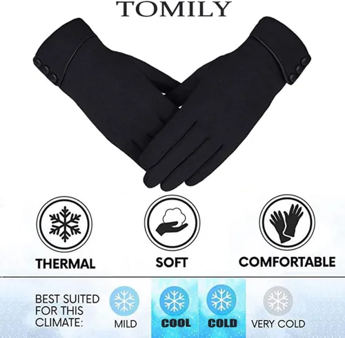 Vista 26 de Tomily - Guantes de forro polar para mujer con pantalla táctil
