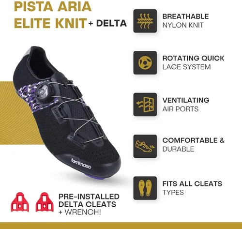 Vista 3 de Tommaso Pista Knit - Paquete de zapatos de ciclismo y tacos para mujer zapatos de ciclismo de interior listos para clase con tacos compatibles Look